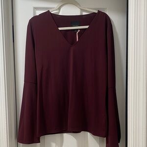 NWT V-Neck Burgundy Bell sleeve Top